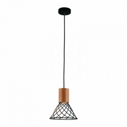 ^ΚΡΕΜΑΣΤΟ Φ/Σ 1xGU10 TORNADE ΜΑΥΡΟ ΜΕΤ/ΚΟ +ΞΥΛΟ Φ20Χ120CM