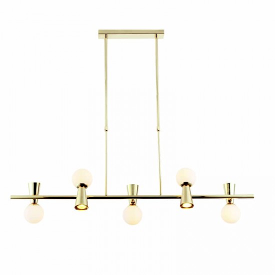 ^ΚΡΕΜΑΣΤΟ Φ/Σ 5xG9+5xGU10 KIMOLOS ΧΡΥΣΟ ΜΕΤ/ΚΟ + ΛΕΥΚΟ ΓΥΑΛΙ 120Χ26Χ120CM