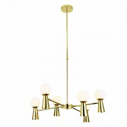 ^ΚΡΕΜΑΣΤΟ Φ/Σ 6xG9+6xGU10 KIMOLOS ΧΡΥΣΟ ΜΕΤ/ΚΟ + ΛΕΥΚΟ ΓΥΑΛΙ Φ72Χ120CM