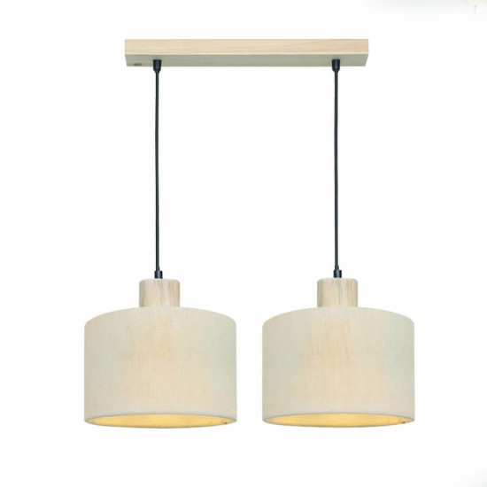 ^ΚΡΕΜΑΣΤΟ Φ/Σ 2ΧΕ27 CHIOS ΚΡΕΜ ΥΦΑΣΜΑ+ΞΥΛΟ 50X22XH130CM