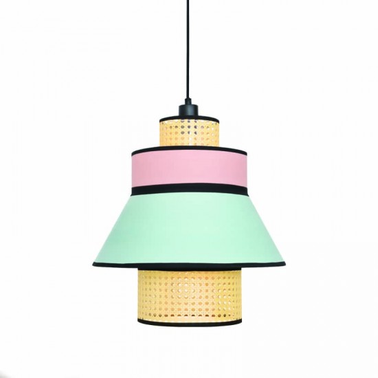 ^ΚΡΕΜΑΣΤΟ Φ/Σ 1ΧΕ27 JAPAN ΡΟΖ-ΜΕΝΤΑ ΥΦΑΣΜΑ+ΨΑΘΑ ΡΑΤΑΝ D42XH190CM