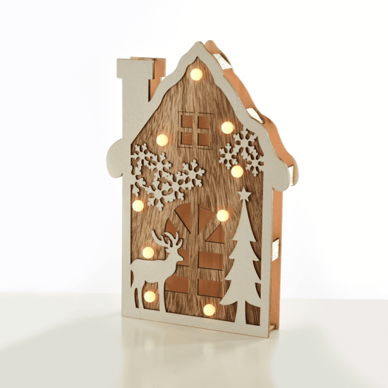 ^ "PLYWOOD HOUSE" 9 LED WW Λ/ΚΙΑ ΜΠ/ΡΙΕΣ (2AA) IP20 19X4X29CM