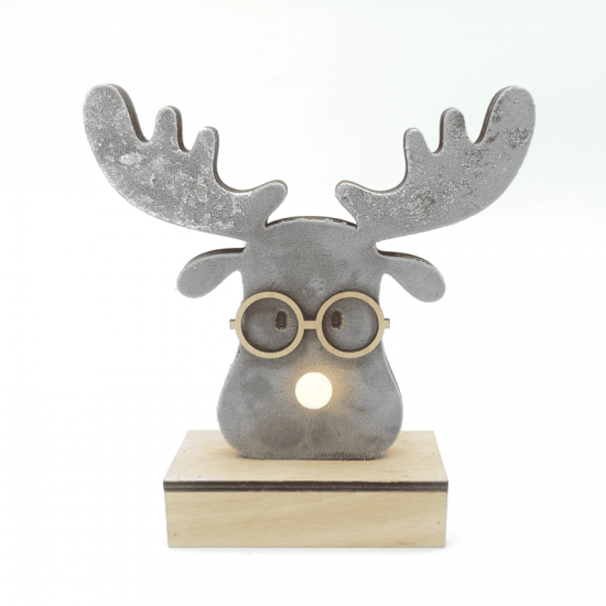^ "WOODEN GREY REINDEER HEAD", 1 MINI LED ΛΑΜΠ. ΜΠΑΤ. (2xAA), WW,IP20, 18X4.5X16CM