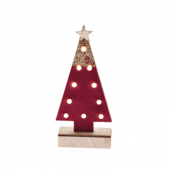 ^ "WOODEN RED TREE GOLD GLITTER STAR", 10 MINI LED ΛΑΜΠ. ΜΠΑΤ. (2xAA) WW IP20 12.5X4.5X27CM