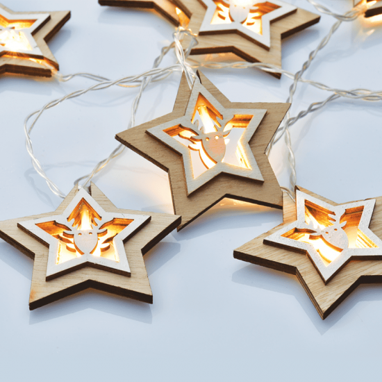 ^ "WOODEN STAR REINDEER HEAD", 10 LED ΣΕΙΡΑ ΜΠΑΤ. (3xAA), WW,IP20, 135+30cm, ΔΙΑΦ. ΚΑΛ. ΤΡΟΦ.
