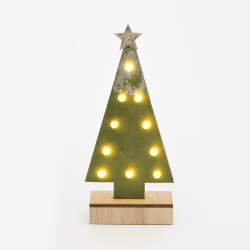 ^ "WOODEN GREEN TREE GOLD GLITTER STAR", 10 MINI LED ΛΑΜΠ. ΜΠΑΤ. (2xAA), WW,IP20, 12.5X4.5X27CM