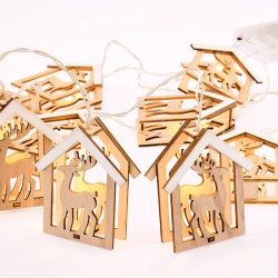 ^ "WOODEN HOUSE REINDEER HEAD", 10 LED ΛΑΜΠ. ΣΕΙΡΑ ΜΠΑΤ.(3xAA), WW,IP20, 135+30cm, ΔΙΑΦ. ΚΑΛ. ΤΡΟΦ.