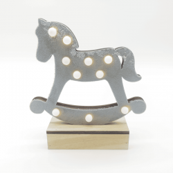 ^ "WOODEN GREY HORSE", 10 MINI LED ΛΑΜΠ. ΜΠΑΤ. (2xAA), WW,IP20, 17X4.5X16CM
