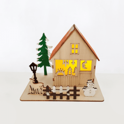 ^ "WOODEN XMAS HOUSE", 1 MINI LED ΛΑΜΠ. ΜΠΑΤ. (3xLR44), WW,IP20, 16X10X13CM