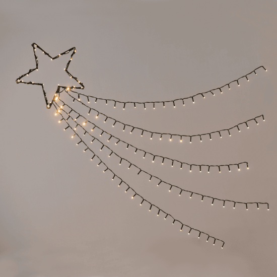 ^ "SHOOTING STAR, 5 ROWS", 150 WW LED 8 ΛΕΙΤΟΥΡΓ., ΑΝΤΑΠ. (4.5VDC) IP44  30cm (1m ΟΥΡΑ), 5m. ΚΑΛ. ΤΡ