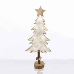 ^ "WOODEN TREE WHITE FUR" 8 MINI LED ΛΑΜΠ. ΜΠΑΤ. (2xAAA), WW,IP20, 17.5X7X35CM