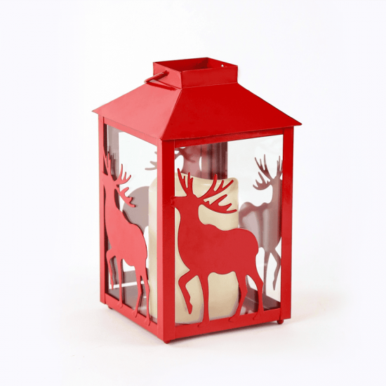 ^ "METAL RED REINDEER LANTERN" ΛΕΥΚΟ ΚΕΡΙ, 1 LED ΛΑΜΠ. ΜΠΑΤ. (3xAAA), WW,IP44, Φ13Χ21CM