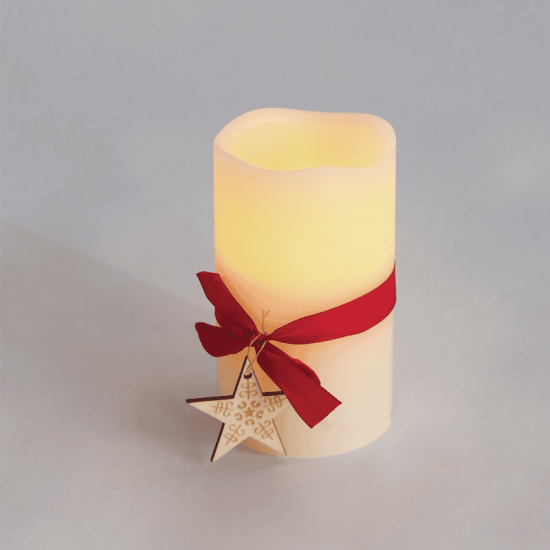 ^ "RED RIBBON WAX CANDLE", 1  LED ΛΑΜΠ. ΜΠΑΤ. (2xAA), WW,IP20, φ7.5x12.5cm