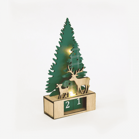 ^ "WOODEN TREE GREEN XMAS CALENDAR", 3 LED ΛΑΜΠ. WW ΜΠΑΤ. (1ΧCR2032) ΣΤΑΘ. IP20 12Χ5.5Χ23.5CM