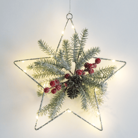 ^ "HANGING STAR" 15 MINI LED WW Λ/ΚΙΑ ΜΠ/ΡΙΕΣ (3AA) IP20 30X30CM, 30CM ΔΙΑΦ. ΚΑΛΩΔΙΟ