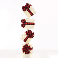 ^ "WHITE VERTICAL GIFT BOX, RED&BLACK BOW"  50 WW MINI LED ΛΑΜΠ. ΜΠΑΤ. 3ΑΑ IP20 4X19CM, H85CM