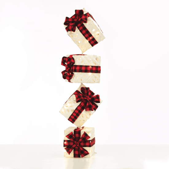 ^ "WHITE VERTICAL GIFT BOX, RED&BLACK BOW"  50 WW MINI LED ΛΑΜΠ. ΜΠΑΤ. 3ΑΑ IP20 4X19CM, H85CM
