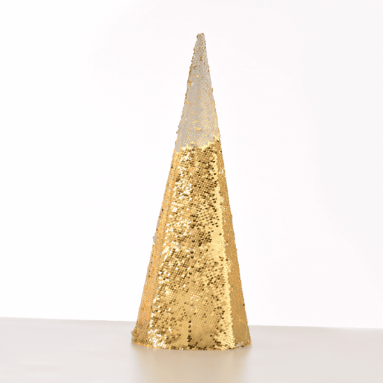 ^ "CHAMPAGNE GOLD & WHITE SEQUIN CONE TREE" 20 WW LED ΛΑΜΠ. ΜΠΑΤ. 3ΧΑΑ,IP20 Φ18.5Χ50CM