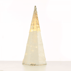 ^ "SILVER & WHITE SEQUIN CONE TREE" 35 WW LED ΛΑΜΠ. ΜΠΑΤ. 3ΧΑΑ,IP20 Φ27.5X90CM