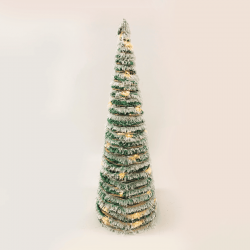 ^ "GREEN RATTAN CONE TREE WITH SNOW" 50 MINI WW LED ΛΑΜΠ. ΜΠΑΤ. 3ΧΑΑ,IP20 Φ27.5X90CM