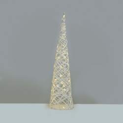 ^ "WHITE & SILVER CONE TREE" 40 MINI WW LED ΛΑΜΠ. ΜΠΑΤ. 3ΧΑΑ,IP20 Φ20.5X80CM