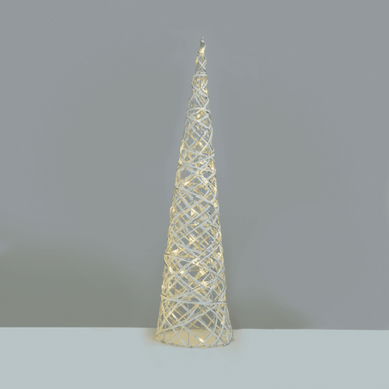 ^ "WHITE & SILVER CONE TREE" 40 MINI WW LED ΛΑΜΠ. ΜΠΑΤ. 3ΧΑΑ,IP20 Φ20.5X80CM