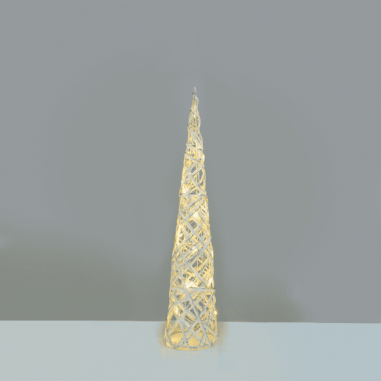 ^ "WHITE & SILVER CONE TREE" 20 MINI WW LED ΛΑΜΠ. ΜΠΑΤ. 3ΧΑΑ,IP20 Φ13X40CM