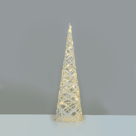 ^ "WHITE & SILVER CONE TREE" 30 MINI WW LED ΛΑΜΠ. ΜΠΑΤ. 3ΧΑΑ,IP20 Φ17X60CM