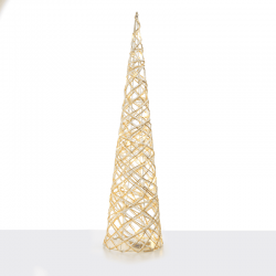^ "WHITE & GOLD CONE TREE" 40 MINI WW LED ΛΑΜΠ. ΜΠΑΤ. 3ΧΑΑ,IP20 Φ20.5X80CM