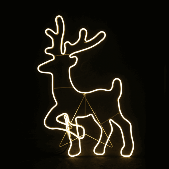 "STANDING REINDEER" 500LED ΣΧΕΔΙΟ 5m ΦΩΤΟΣΩΛ ΝΕΟΝ ΘΕΡΜΟ ΛΕΥΚΟ IP44 54x82cm 1.5m ΚΑΛΩΔ