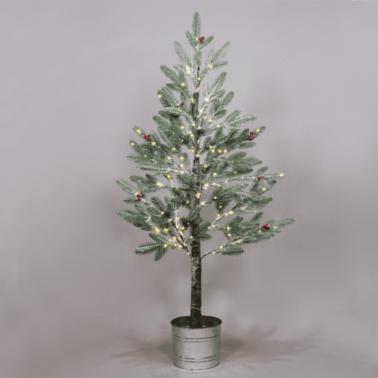 ^ SNOW FLOWER TREE WITH RED CHERRY&POT 168WW LED ΛΑΜΠΑΚ ΑΝΤΑΠ(4,5V)IP44 ΥΨ.120CM Ø20CM 3MΚΑΛΩΔ ΤΡΟΦ