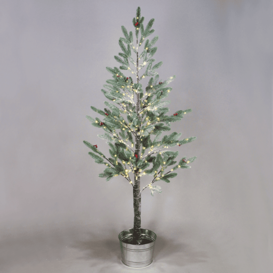^ SNOW FLOWER TREE WITH RED CHERRY&POT 288WW LED ΛΑΜΠΑΚ ΑΝΤΑΠ(4,5V)IP44 ΥΨ.160CM Ø20CM 3MΚΑΛΩΔ ΤΡΟΦ