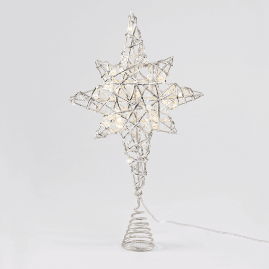 ^ "SILVER & WHITE BEAD STAR " 20 MINI WW LED ΛΑΜΠ. ΜΠΑΤ. 3ΧΑΑ,IP20 37x5x20cm