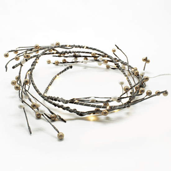 ^ "CHRISTMAS WREATH" ΣΤΕΦΑΝΙ ΠΕΡΛΕΣ 30 MINI LED ΛΑΜΠ ΜΕ ΚΑΛΩΔΧΑΛΚΟΥ&ΜΠΑΤΑΡ.(3xAA) ΘΕΡΜΟ ΛΕΥΚΟ