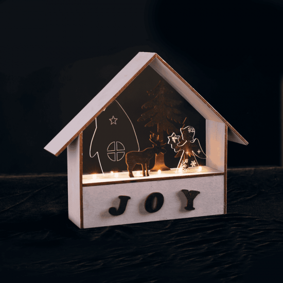^ "WOODEN HOUSES" 6 LED ΛΑΜΠΑΚ ΜΠΑΤΑΡ(2xAAA) ΓΚΡΙ ΞΥΛΟ ΘΕΡΜΟ ΛΕΥΚΟ IP20 27.8x6.5x24.5cm
