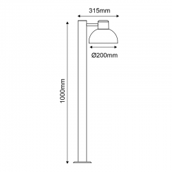 ^ΜΑΥΡΟ ΦΩΤΙΣΤΙΚΟ BERO 1XE27 MAX.10W LED IP44 ΜΕ ΚΟΛΩΝΑ & ΟΠΑΛ PC ΚΑΛΥΜΜΑ