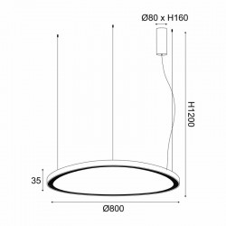 ^ΚΡΕΜΑΣΤΟ Φ/Σ LED 74W 3000K 6500LM HARMONY ΜΑΥΡΟ ΑΛΟΥΜΙΝΙΟ IP20 D80XH120CM