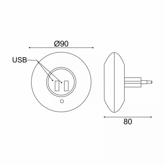 LED ΛΑΜΠΑΚΙ ΝΥΚΤΟΣ 1W 4000K ΜΕ 2 USB ΘΥΡΕΣ, ΔΙΑΚΟΠΤΗ ON/OFF K AUTO MODE, ΛΕΥΚΟ ΠΛΑΣΤΙΚΟ 230V IP20