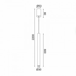 ^ΚΡΕΜΑΣΤΟ Φ/Σ LED 5W 3000K 400LM FINO ΛΕΥΚΟ ΜΕΤ/ΚΟ IP20 D3XD5,3XH220CM