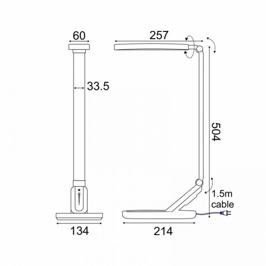 ΕΠΙΤΡΑΠΕΖΙΟ Φ/Σ LED 10W 800LM FRITZ ΛΕΥΚΟ CCT+DIMMABLE+TOUCH SWITCH+USB CHARGER ΕΠΙΤΡΑΠΕΖΙΟ Φ/Σ LED 10W 800LM FRITZ ΛΕΥΚΟ CCT+DIMMABLE+TOUCH SWITCH+USB CHARGER