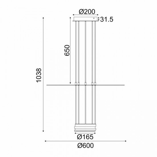 ^ΚΡΕΜΑΣΤΟ Φ/Σ LED 18W 3000K 1260LM ELIA ΜΑΥΡΟ ΜΕΤ/ΚΟ IP20 D60XH104CM