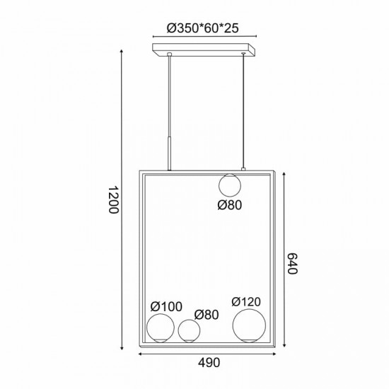 ^ΚΡΕΜΑΣΤΟ Φ/Σ 4xG9 QUADRO ΜΑΥΡΟ ΜΕΤ/ΚΟ +ΛΕΥΚΟ ΓΥΑΛΙ 49Χ12Χ120CM