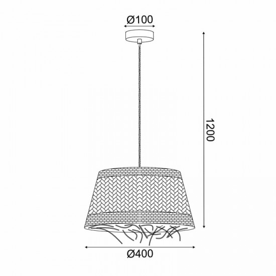 ^ΚΡΕΜΑΣΤΟ Φ/Σ 1xE27 ANDROS GRASS RATTAN Φ40Χ120CM