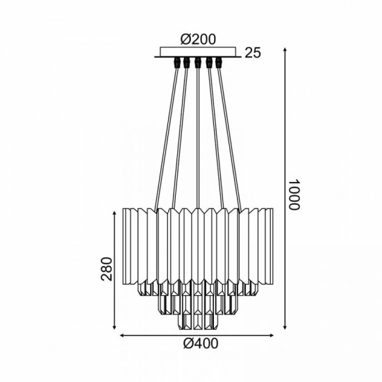 ^ΚΡΕΜΑΣΤΟ Φ/Σ 5XE14 ΚΡΥΣΤΑΛΛΟ + ΧΡΥΣΟ ΜΕΤ/ΚΟ D40XH100CM EMPIRE