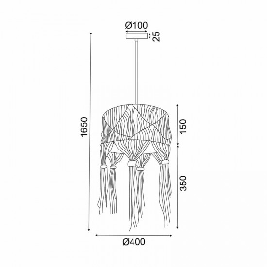 ^ΚΡΕΜΑΣΤΟ Φ/Σ 1ΧΕ27 THASSOS ΛΕΥΚΟ ΜΑΛΛΙΝΟ D40XH165CM