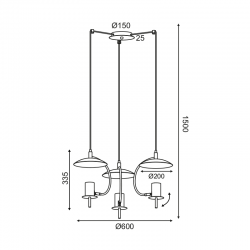 ΚΡΕΜΑΣΤΟ Φ/Σ 3ΧGU10 ΜΑΥΡΟ ΜΕΤΑΛΛΙΚΟ D60XH150CM PARACHUTE
