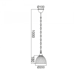 ΚΡΕΜΑΣΤΟ ΡΙΓΩΤΟ ΓΥΑΛΙ Φ20CM 1ΧΕ27 MANOLIA