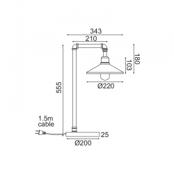 ^ΕΠΙΤΡΑΠΕΖΙΟ Φ/Σ 1ΧΕ27 ΜΑΥΡΟ+ΧΡΥΣΟ ΜΕΤΑΛΛΙΚΟ 34Χ22ΧH56CM PIPE