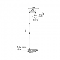 ^ΕΠΙΔΑΠΕΔΙΟ Φ/Σ 1ΧΕ27 ΜΑΥΡΟ+ΧΡΥΣΟ ΜΕΤΑΛΛΙΚΟ 35Χ25ΧH156CM PIPE