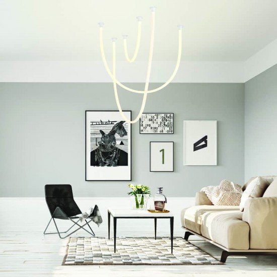 ^ΚΡΕΜΑΣΤΟ Φ/Σ LED 60W 3000K 4000LM JUNGLE  ΛΕΥΚΟ ΣΙΛΙΚΟΝΗ IP20 L240,L170,L100CM